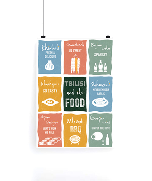 პოსტერი Tbilisi and its food
