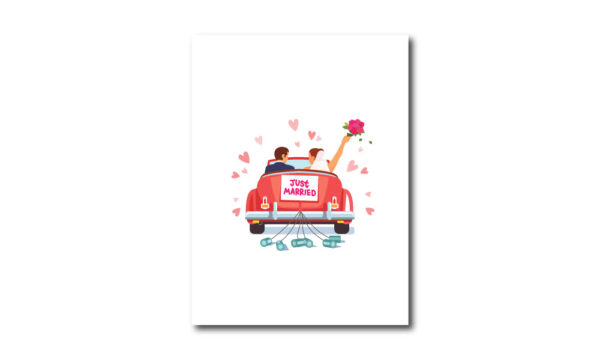 მისალოცი ბარათი კონვერტით, Just Married (with car) - "კამალა"