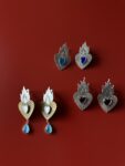 საყურე, ცეცხლოვანი გული - "TM enamel Art"