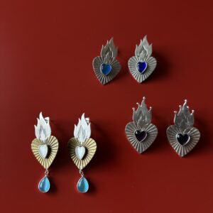 საყურე, ცეცხლოვანი გული - "TM enamel Art"