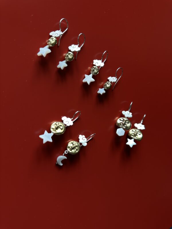 საყურე, მთვარე ვარსკვლავებით - "TM enamel Art"