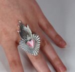 ბეჭედი, ცეცხლოვანი გული, ვარდისფერი - "TM enamel Art"