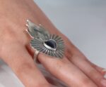 ბეჭედი, ცეცხლოვანი გული, შავი - "TM enamel Art"