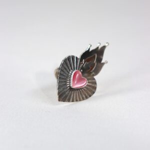 ბეჭედი, ცეცხლოვანი გული, ვარდისფერი - "TM enamel Art"