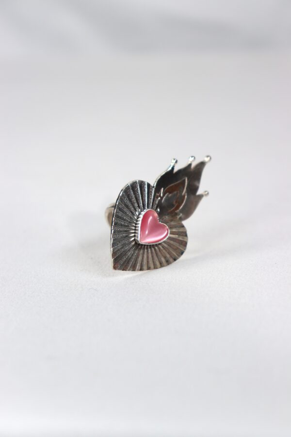 ბეჭედი, ცეცხლოვანი გული, ვარდისფერი - "TM enamel Art"