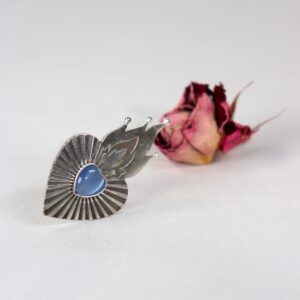 ბეჭედი, ცეცხლოვანი გული, ლურჯი - "TM enamel Art"