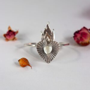 სამაჯური, ცეცხლოვანი გული, თეთრი - "TM enamel Art"