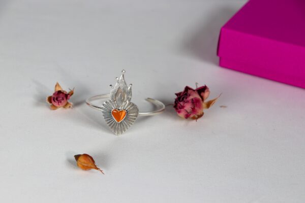 სამაჯური, ცეცხლოვანი გული, სტაფილოსფერი - "TM enamel Art"