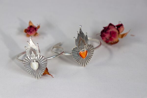 სამაჯური, ცეცხლოვანი გული, სტაფილოსფერი - "TM enamel Art"