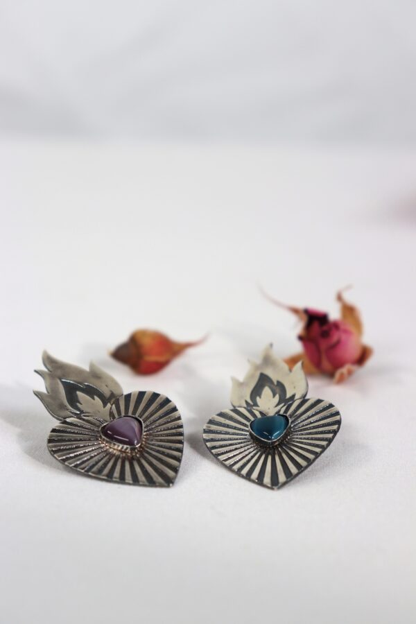 საყურე, ცეცხლოვანი გული - "TM enamel Art"