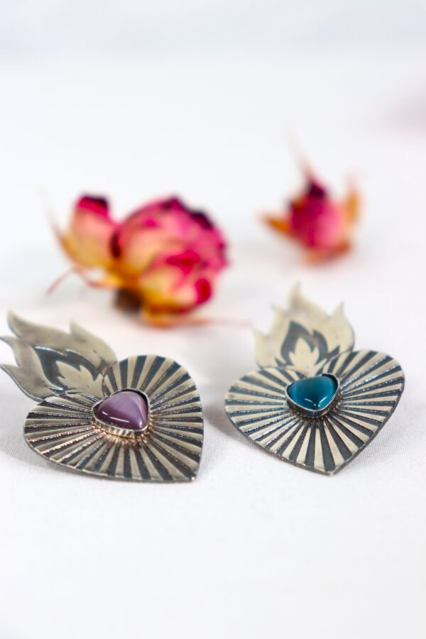 საყურე, ცეცხლოვანი გული - "TM enamel Art"
