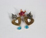 საყურე, ცეცხლოვანი გული - "TM enamel Art"