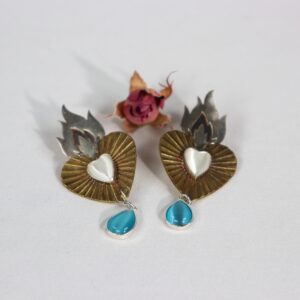 საყურე, ცეცხლოვანი გული - "TM enamel Art"