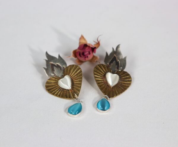 საყურე, ცეცხლოვანი გული - "TM enamel Art"