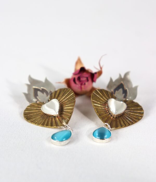 საყურე, ცეცხლოვანი გული - "TM enamel Art"