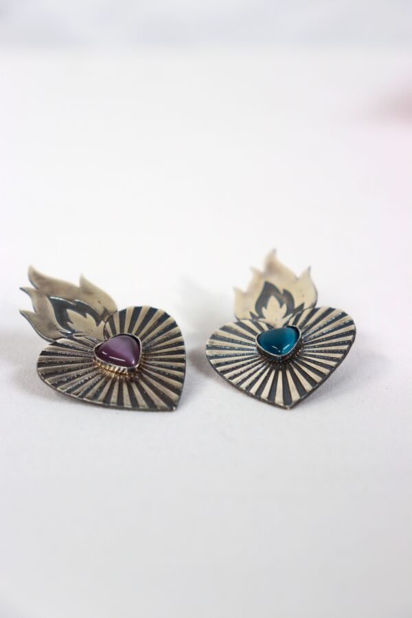 საყურე, ცეცხლოვანი გული - "TM enamel Art"