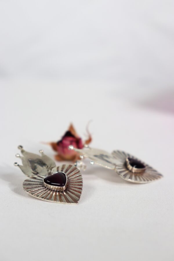 საყურე, ცეცხლოვანი გული - "TM enamel Art"