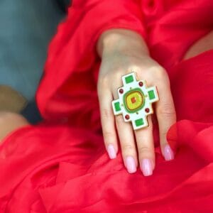 ბეჭედი, ჯვარი სერდოლიკის ქვებით - "Lessismore"