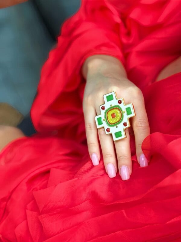 ბეჭედი, ჯვარი სერდოლიკის ქვებით - "Lessismore"