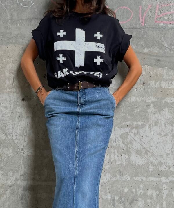 მაისური "საქართველო", შავი - "SIMPLICITY • სიმფლისითი"