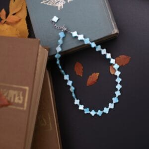 სადაფის ყელსაბამი, ცისფერი - "BiserNati • ბისერნათი"