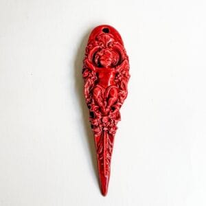 ნაძვის ხის სათამაშო, წითელი ანგელოზი - "Fey Ceramic Studio • ფეი კერამიკ სტუდიო"