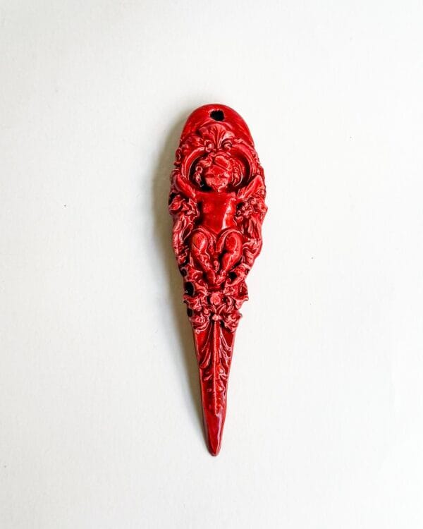 ნაძვის ხის სათამაშო, წითელი ანგელოზი - "Fey Ceramic Studio • ფეი კერამიკ სტუდიო"