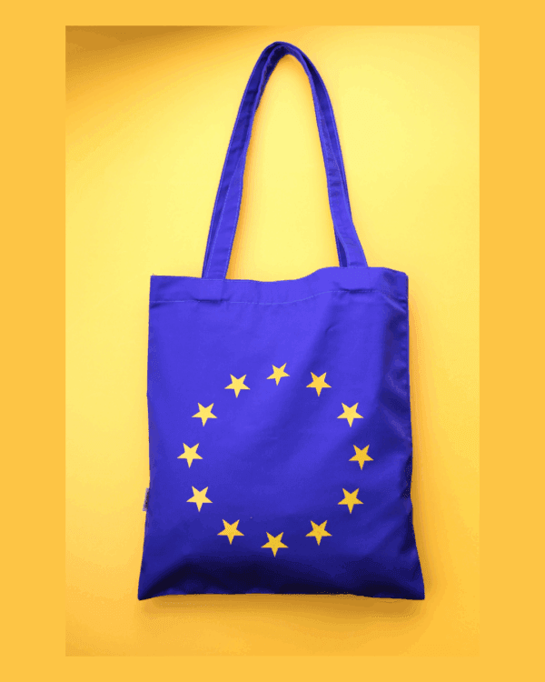 ნაჭრის ჩანთა ევროკავშირის პრინტით - "ბიბლუსი"