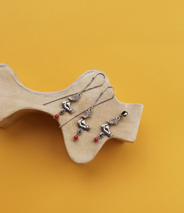 საყურე და გულსაკიდი, "ჩიტი" - "KETO Handmade"