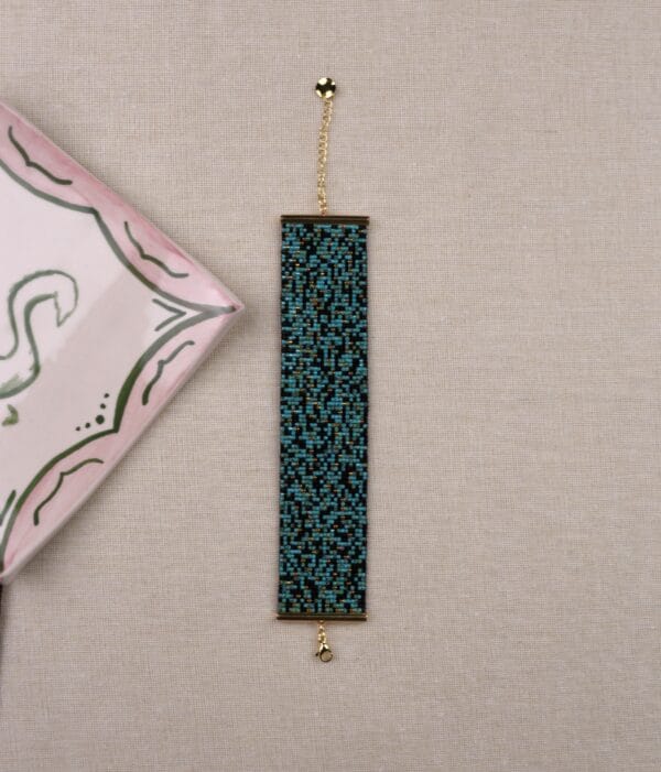 სამაჯური მწვანე და ლურჯი დეტალებით - "Marblue • მარბლუ"