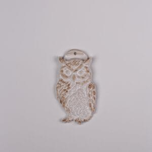 ნაძვის ხის სათამაშო, ბუ, თეთრი - "Fey Ceramic Studio • ფეი კერამიკ სტუდიო"