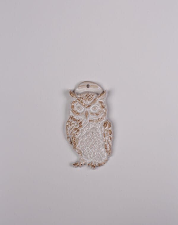 ნაძვის ხის სათამაშო, ბუ, თეთრი - "Fey Ceramic Studio • ფეი კერამიკ სტუდიო"